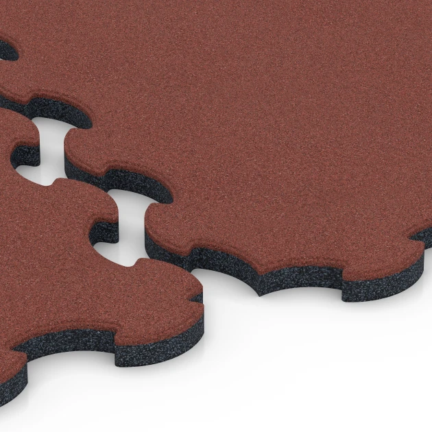 Großaufnahme vom Verbindungssystem von WARCO-Boden 6392 -  im Farbdesign Brick red. Abmessungen 102,5 x 102,5 x 3 cm | 1,05 m².