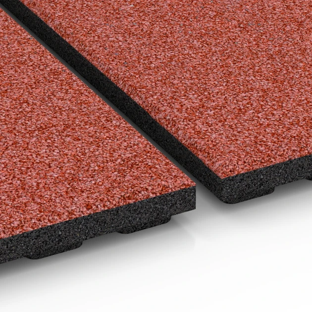Großaufnahme vom Verbindungssystem von WARCO-Boden 6390 - Stable Mat Luxury im Farbdesign Brick red. Abmessungen 100 x 50 x 4,5 cm | 0,50 m².
