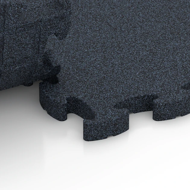 Großaufnahme vom Verbindungssystem von WARCO-Boden 6961 - Fitness Premium Gym Flooring im Farbdesign Anthracite. Abmessungen 45,9 x 45,9 x 2,8 cm.