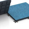 Großaufnahme vom Verbindungssystem von WARCO-Boden 7148 - Outdoor Gym Flooring im Farbdesign Atlantic. Abmessungen 60 x 60 x 4 cm | 0,36 m².