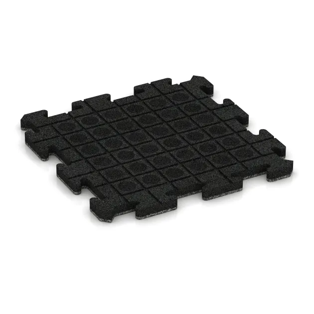 Aufsicht auf die Unterseite, also die Bodenseite von WARCO-Formteil 2628 - Interlocking playground safety tile im Format 500 x 500 x 30 mm.