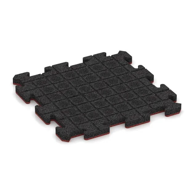 Aufsicht auf die Unterseite, also die Bodenseite von WARCO-Formteil 5302 - Interlocking playground safety tile im Format 500 x 500 x 30 mm.