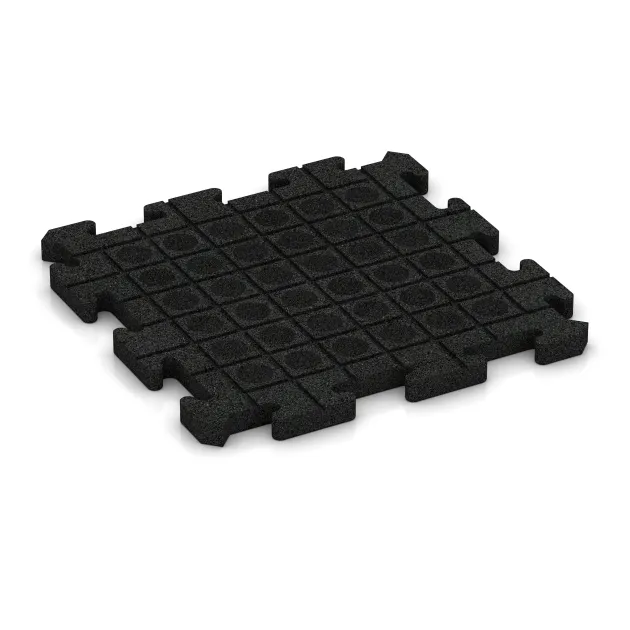 Aufsicht auf die Unterseite, also die Bodenseite von WARCO-Formteil 2767 - Interlocking playground safety tile im Format 500 x 500 x 30 mm.