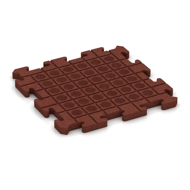 Aufsicht auf die Unterseite, also die Bodenseite von WARCO-Formteil 2768 - Interlocking playground safety tile im Format 500 x 500 x 30 mm.