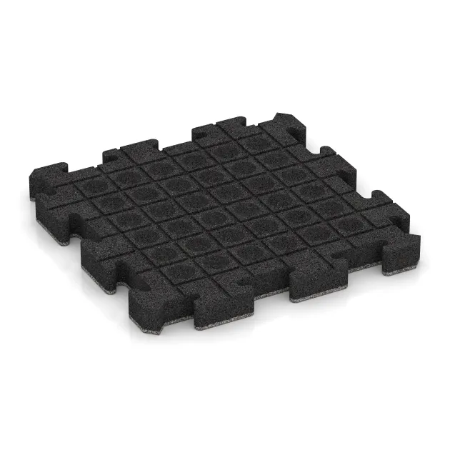 Aufsicht auf die Unterseite, also die Bodenseite von WARCO-Formteil 4563 - Rubber sports surface HD im Format 500 x 500 x 50 mm.