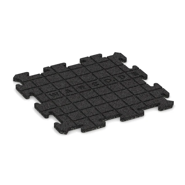 Aufsicht auf die Unterseite, also die Bodenseite von WARCO-Formteil 4209 - Sports flooring tile 1.8 cm im Format 500 x 500 x 18 mm.
