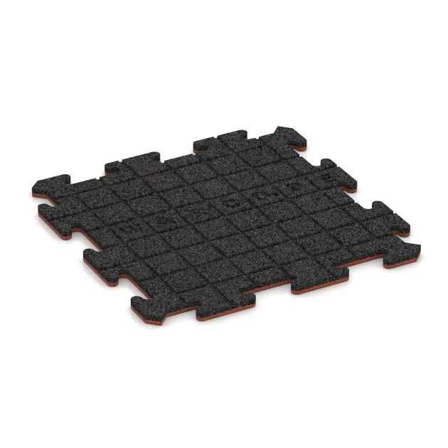 Aufsicht auf die Unterseite, also die Bodenseite von WARCO-Formteil 6218 - Sports flooring tile 1.8 cm im Format 500 x 500 x 18 mm.