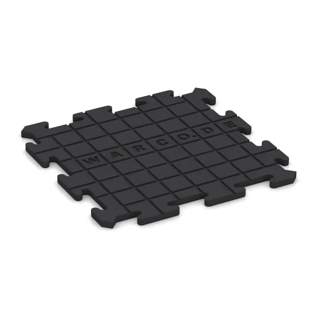 Aufsicht auf die Unterseite, also die Bodenseite von WARCO-Formteil 0201 - Fitness Floor Studio im Format 500 x 500 x 18 mm.