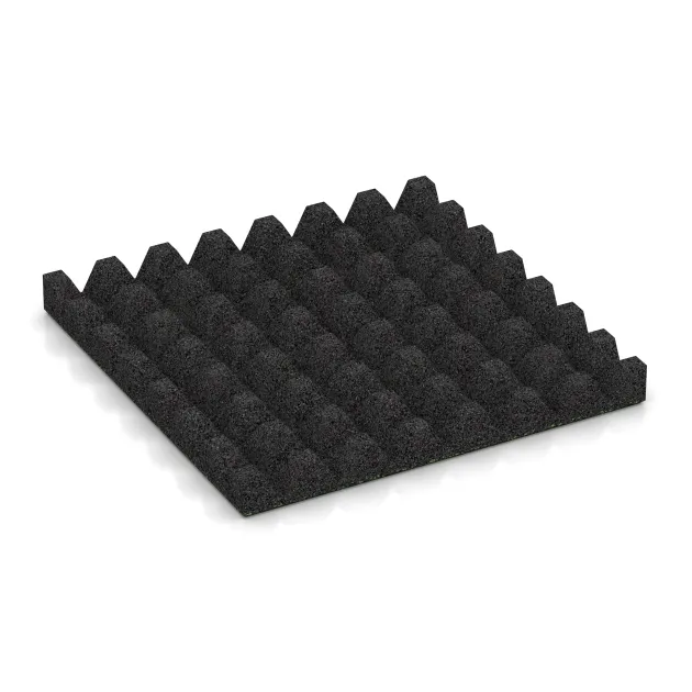 Aufsicht auf die Unterseite, also die Bodenseite von WARCO-Formteil 5358 - Playground safety tile im Format 500 x 500 x 50 mm.