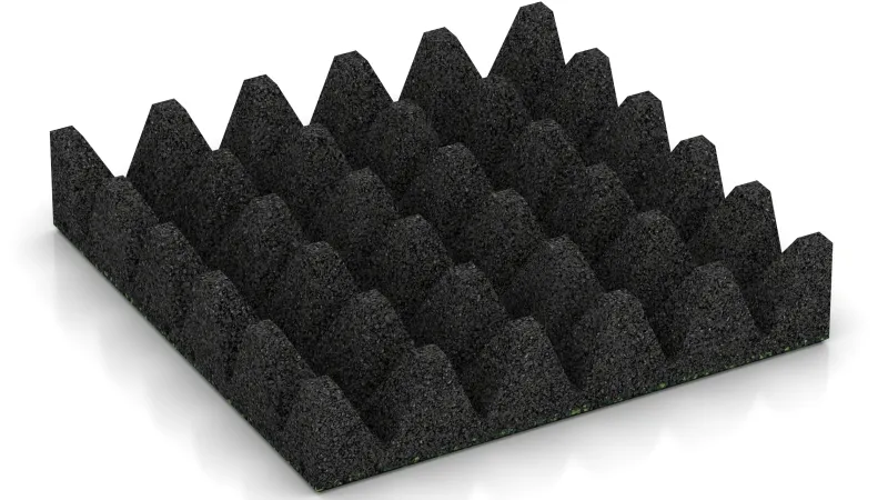 Structure of 75 mm high truncated pyramids