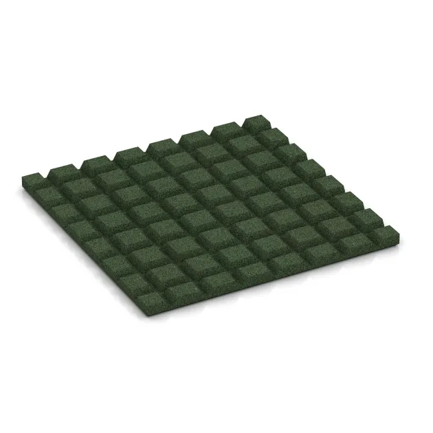 Aufsicht auf die Unterseite, also die Bodenseite von WARCO-Formteil 0534 - Outdoor rubber tile im Format 500 x 500 x 25 mm.