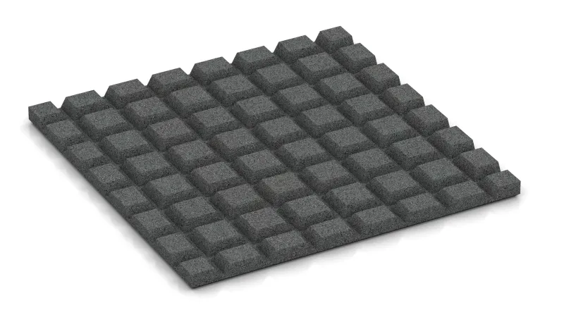 Structure of 15 mm high truncated pyramids