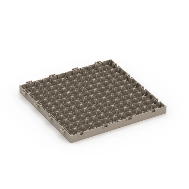 Aufsicht auf die Unterseite, also die Bodenseite von WARCO-Formteil 6351 - Mosaic – Deck Tile im Format 30 x 30 x 2 cm.