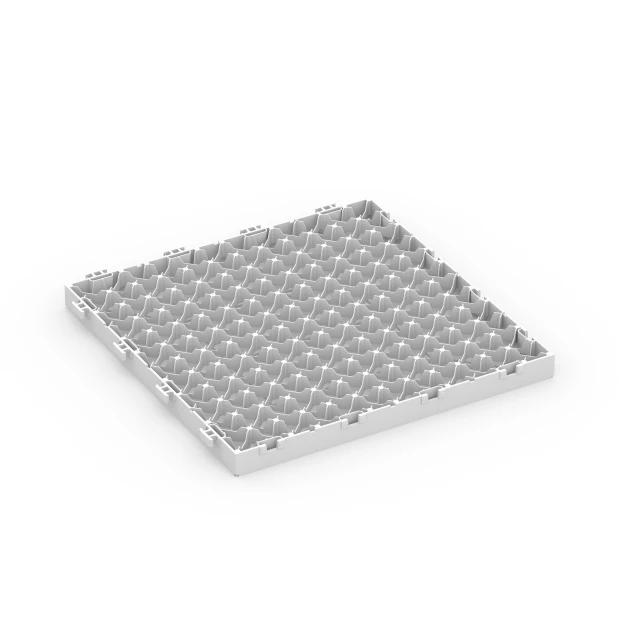 Aufsicht auf die Unterseite, also die Bodenseite von WARCO-Formteil 6352 - Cassette Pattern – Deck Tile im Format 30 x 30 x 2 cm.