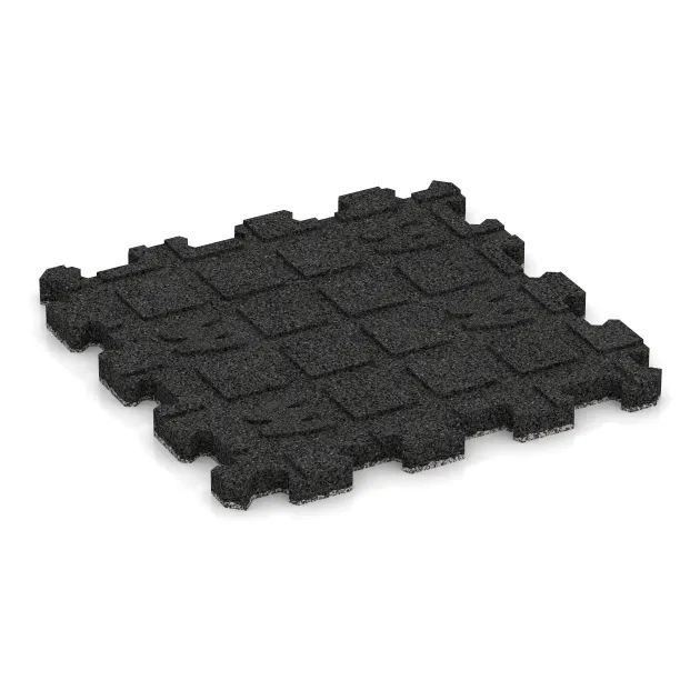 Aufsicht auf die Unterseite, also die Bodenseite von WARCO-Formteil 4452 - Rubber click tile im Format 306 x 306 x 20 mm.
