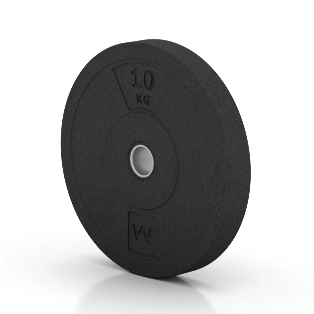 Aufsicht auf die Unterseite, also die Bodenseite von WARCO-Formteil 6085 - Bumper Plate – Solid Rubber im Format 10 kg | ø 45,4 x 5,85 cm.