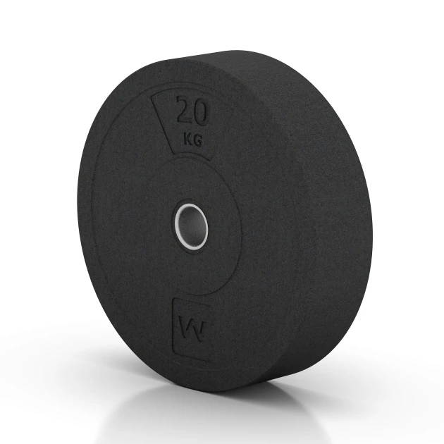 Aufsicht auf die Unterseite, also die Bodenseite von WARCO-Formteil 6087 - Bumper Plate – Solid Rubber im Format 20 kg | ø 45,4 x 11,38 cm.