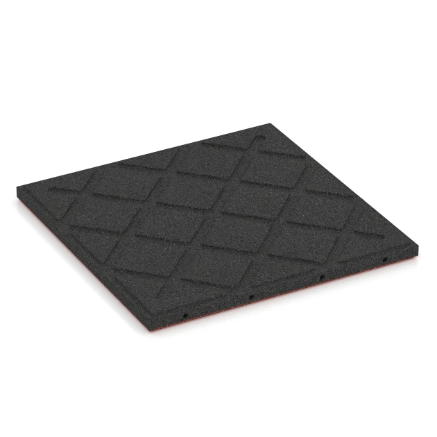 Aufsicht auf die Unterseite, also die Bodenseite von WARCO-Formteil 6288 - Playground Safety Tiles im Format 50 x 50 x 3 cm | 0,25 m².