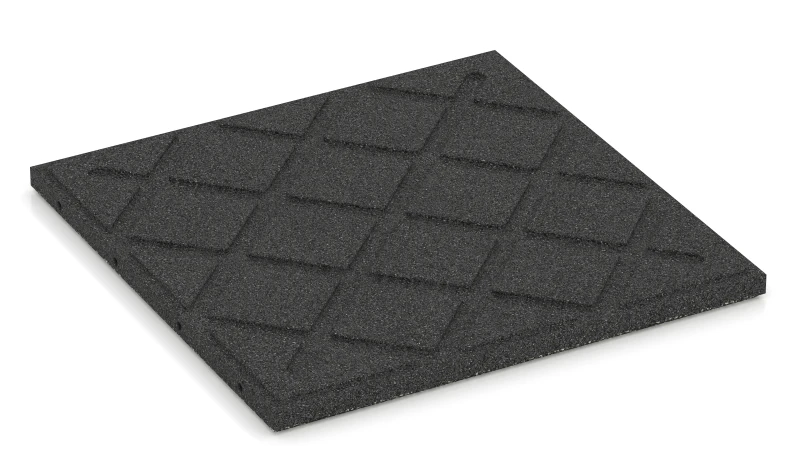 Square pads in a diamond pattern with drainage grooves