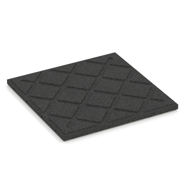 Aufsicht auf die Unterseite, also die Bodenseite von WARCO-Formteil 6413 - EPDM Playground Safety Tile – 90 cm im Format 50 x 50 x 3 cm | 0,25 m².