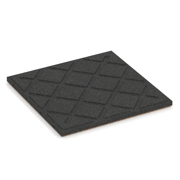Aufsicht auf die Unterseite, also die Bodenseite von WARCO-Formteil 6416 - Playground safety tile – CFH 90 cm im Format 50 x 50 x 3 cm | 0,25 m².