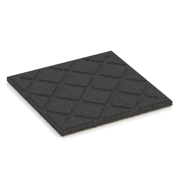 Aufsicht auf die Unterseite, also die Bodenseite von WARCO-Formteil 6419 - Playground safety tile – CFH 90 cm im Format 50 x 50 x 3 cm | 0,25 m².