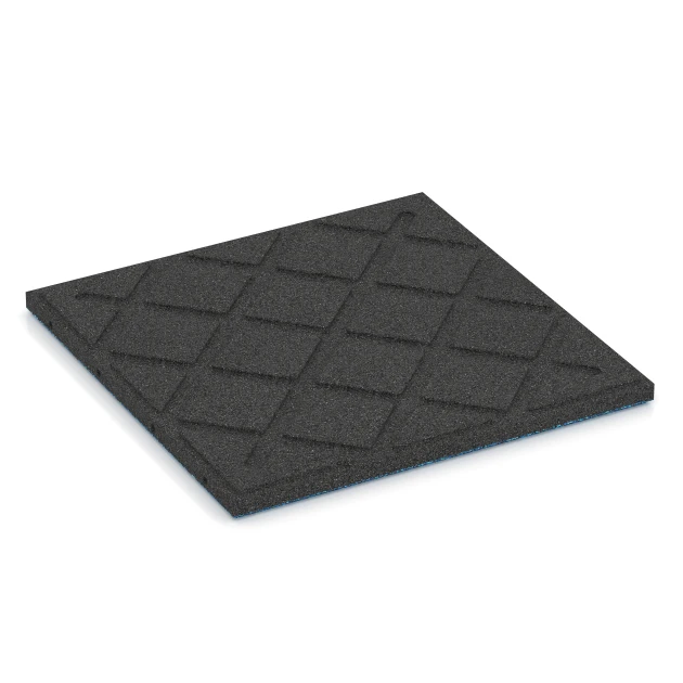 Aufsicht auf die Unterseite, also die Bodenseite von WARCO-Formteil 6420 - Playground safety tile – CFH 90 cm im Format 50 x 50 x 3 cm | 0,25 m².