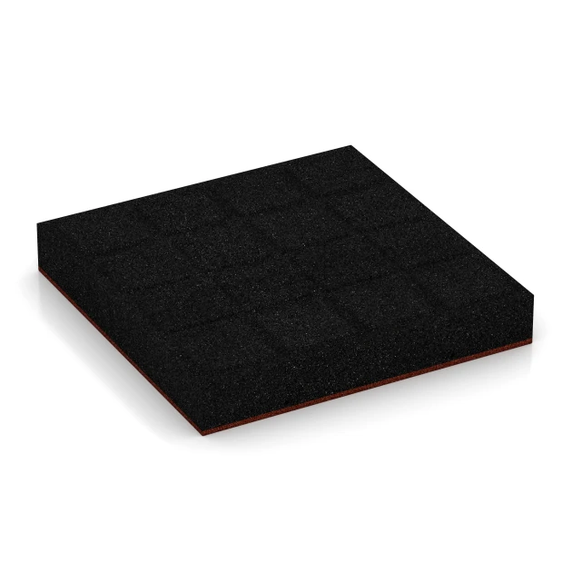 Aufsicht auf die Unterseite, also die Bodenseite von WARCO-Formteil 6205 - Playground Safety Tiles im Format 50 x 50 x 8 cm.