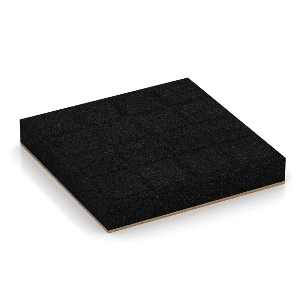 Aufsicht auf die Unterseite, also die Bodenseite von WARCO-Formteil 6234 - Playground Safety Tiles im Format 50 x 50 x 8 cm.