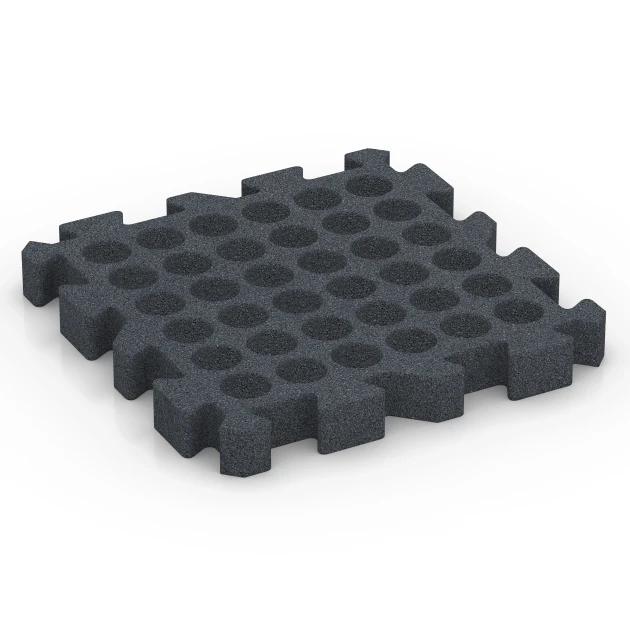 Aufsicht auf die Unterseite, also die Bodenseite von WARCO-Formteil 6319 - Interlocking playground safety tile im Format 50 x 50 x 6 cm | 0,25 m².