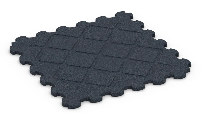Square pads with rounded corners in a diamond pattern with drainage grooves