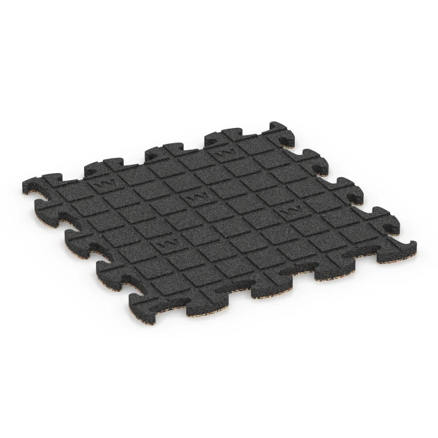 Aufsicht auf die Unterseite, also die Bodenseite von WARCO-Formteil 6943 - Patio rubber tile im Format 46 x 46 × 2,8 cm.