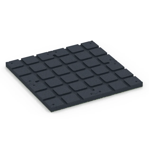 Aufsicht auf die Unterseite, also die Bodenseite von WARCO-Formteil 7134 - Outdoor Gym Flooring im Format 60 x 60 x 3 cm | 0,36 m².