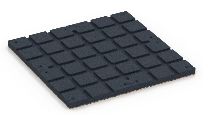 Square pads with shallow drainage channels