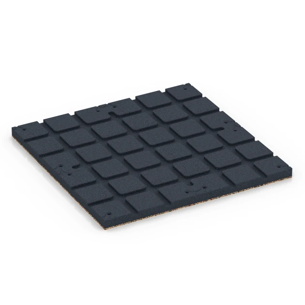 Aufsicht auf die Unterseite, also die Bodenseite von WARCO-Formteil 7135 - Outdoor Gym Flooring im Format 60 x 60 x 3 cm | 0,36 m².