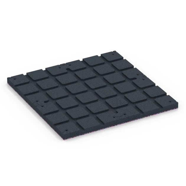 Aufsicht auf die Unterseite, also die Bodenseite von WARCO-Formteil 7137 - Outdoor Gym Flooring im Format 60 x 60 x 3 cm | 0,36 m².