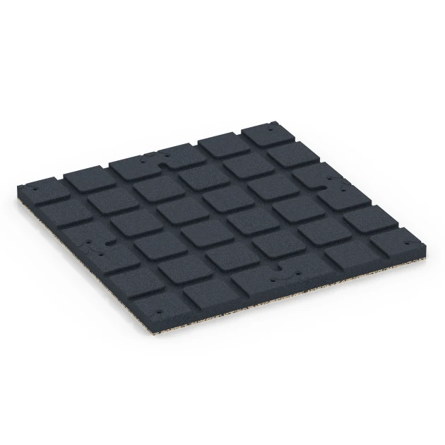Aufsicht auf die Unterseite, also die Bodenseite von WARCO-Formteil 7138 - Outdoor Gym Flooring im Format 60 x 60 x 3 cm | 0,36 m².