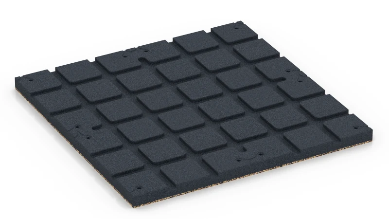 Square pads with shallow drainage channels