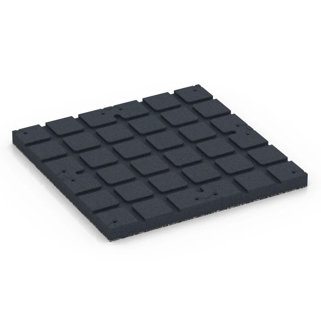 Aufsicht auf die Unterseite, also die Bodenseite von WARCO-Formteil 7141 - Outdoor Gym Flooring im Format 60 x 60 x 4 cm | 0,36 m².