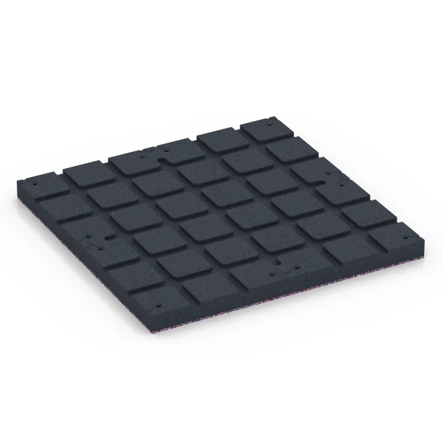 Aufsicht auf die Unterseite, also die Bodenseite von WARCO-Formteil 7146 - Outdoor Gym Flooring im Format 60 x 60 x 4 cm | 0,36 m².