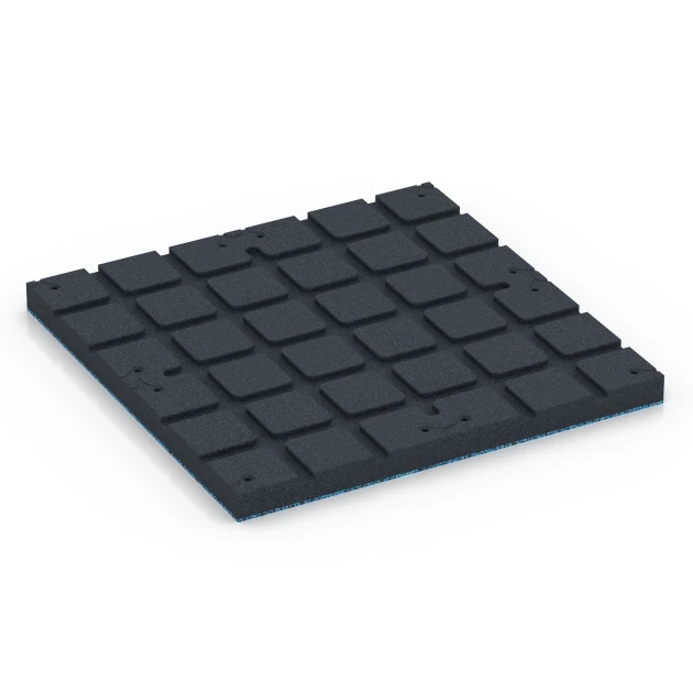Aufsicht auf die Unterseite, also die Bodenseite von WARCO-Formteil 7148 - Outdoor Gym Flooring im Format 60 x 60 x 4 cm | 0,36 m².