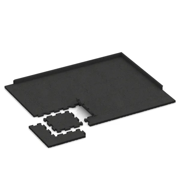 Typische Verlegung oder Einbausituation für den Artikel 2966 von WARCO - Outdoor click tile, Farbton Anthracite in der Abmessung 500 x 500 x 40 mm.