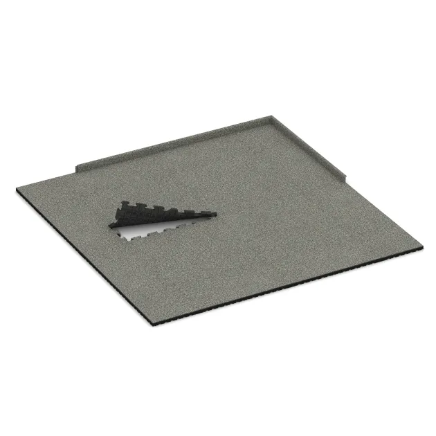 Typische Verlegung oder Einbausituation für den Artikel 3407 von WARCO - Fitness Floor Protection Mat HD, Farbton Gray Granite in der Abmessung 1000 x 1000 x 40 mm.