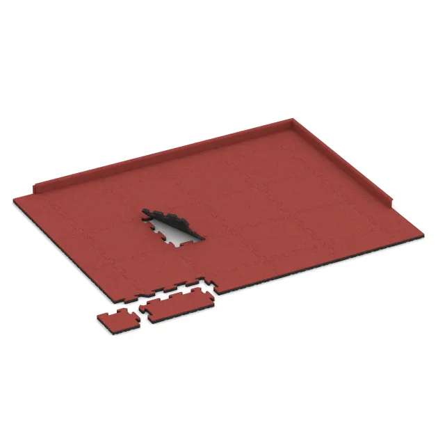 Typische Verlegung oder Einbausituation für den Artikel 5302 von WARCO - Interlocking playground safety tile, Farbton Rose in der Abmessung 500 x 500 x 30 mm.