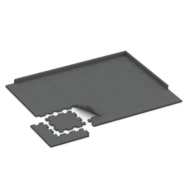 Typische Verlegung oder Einbausituation für den Artikel 2770 von WARCO - Interlocking playground safety tile, Farbton Slate grey in der Abmessung 500 x 500 x 30 mm.