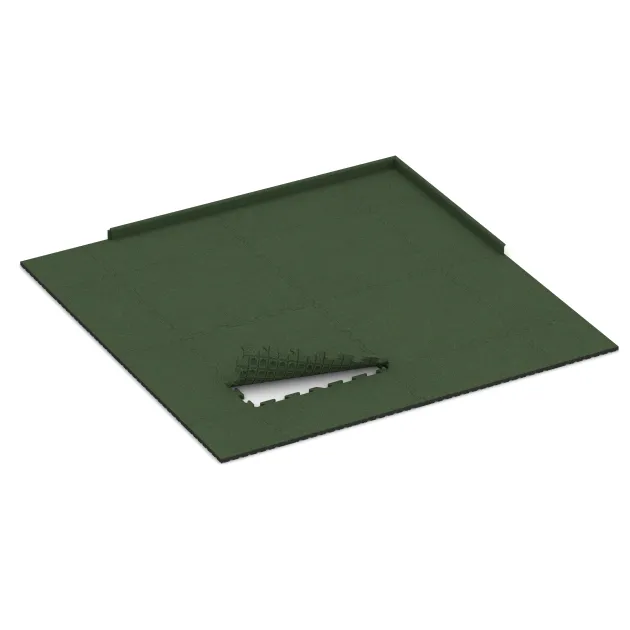 Typische Verlegung oder Einbausituation für den Artikel 3332 von WARCO - Fitness Floor Protection Mat HD, Farbton Grass Green in der Abmessung 1000 x 1000 x 30 mm.