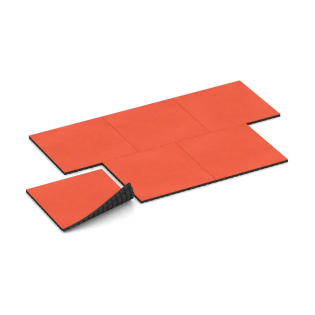 Typische Verlegung oder Einbausituation für den Artikel 0772 von WARCO - Playground safety mat, Farbton Bright Red-Orange in der Abmessung 1000 x 1000 x 40 mm.