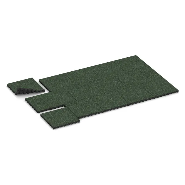 Typische Verlegung oder Einbausituation für den Artikel 0643 von WARCO - Playground safety tile, Farbton English Lawn in der Abmessung 500 x 500 x 45 mm.