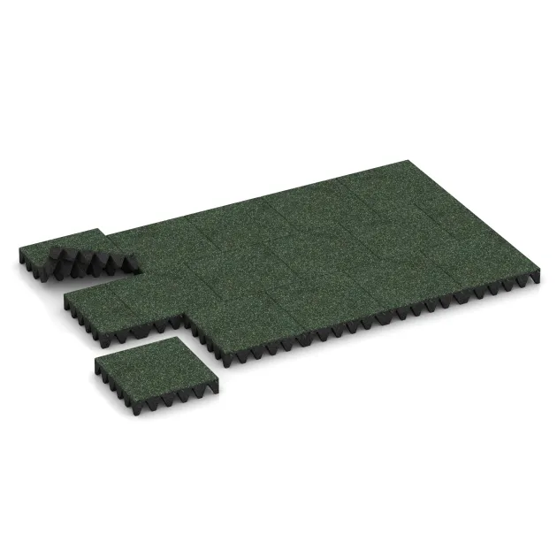 Typische Verlegung oder Einbausituation für den Artikel 5646 von WARCO - Playground Safety Tile 10 cm - EN 1177 ≤ 300 cm, Farbton English Lawn in der Abmessung 500 x 500 x 100 mm.