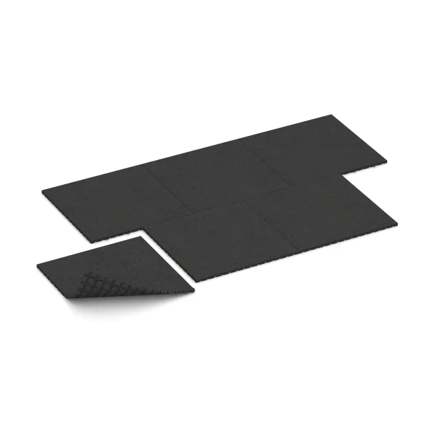Typische Verlegung oder Einbausituation für den Artikel 0750 von WARCO - Kick protection wall mat – impact protection mat, Farbton Anthracite in der Abmessung 1000 x 1000 x 30 mm.